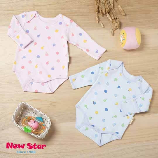 (New Star)Newstar colorful fruit thickening - 100% cotton baby fart clothing l one-piece long sleeves, hand-folding reflex [no formaldehyde, no fluorescent agent] - blue / pink