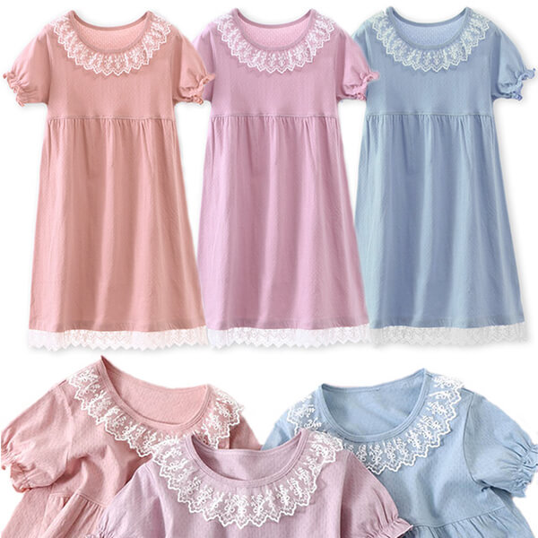 [Youbei selection] high-quality sweet three-dimensional jacquard lace dress pajamas for children