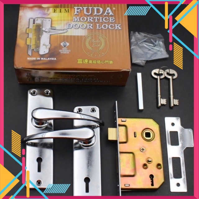 Fuda Mortice Door Lock 202 Mortise Grill Door 2 Lever Kunci Pintu