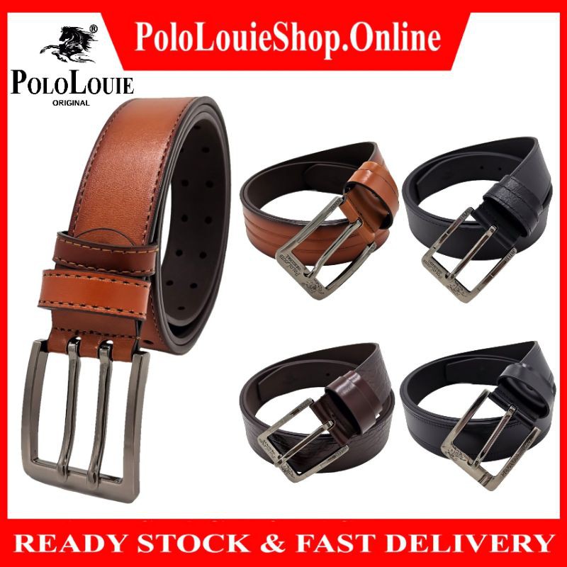 Original Polo Louie Men Leather Retro Business Casual Waist Belts Tali Pinggang Lelaki