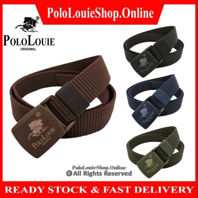🔥Ready Stock🔥Original Polo Louie Men Women Waist Belt Buckle Simple Nice Waistband Nylon