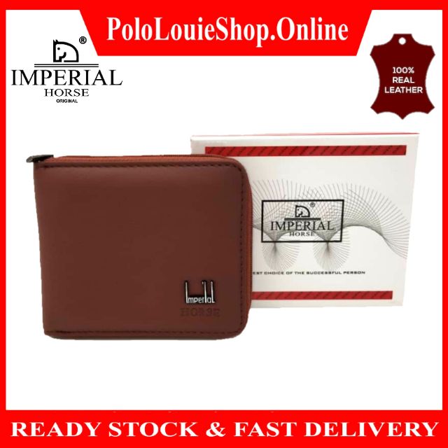 Original Imperial Horse Classy Men\'s Genuine Leather Full Zip Wallet Card Purse Luxurious Zipper Dompet Kulit Lelaki