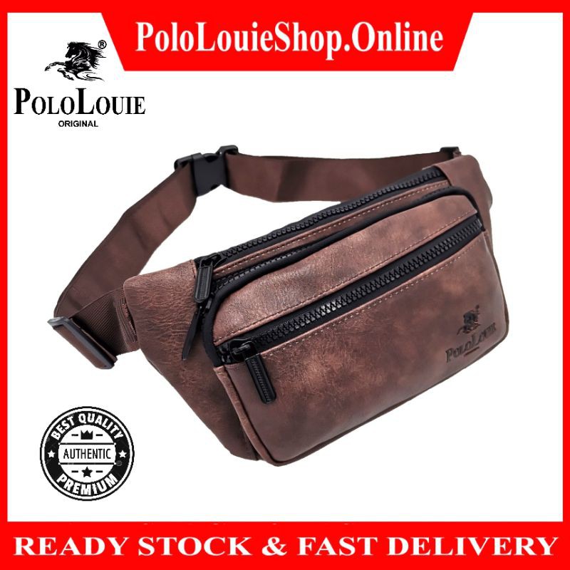 Original Polo Louie (S) Man Men Stylish Leather Waist Bag Crossbody Sling Bag Beg Pinggang Lelaki