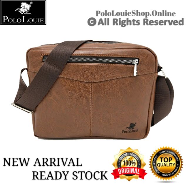Original Polo Louie Men's Stylish Monogram Leather Messenger Bag Luxury  Sling Shoulder Bag Beg Silang Lelaki