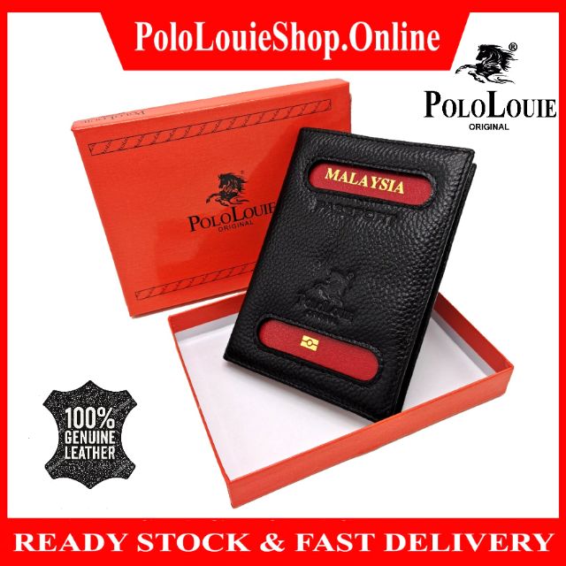 Original Polo Louie Genuine Leather Passport Cover Travel Business Card Holder Wallet For Men Women