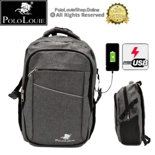 ORIGINAL High Quality POLO LOUIE Backpack USB Charging Laptop Bag