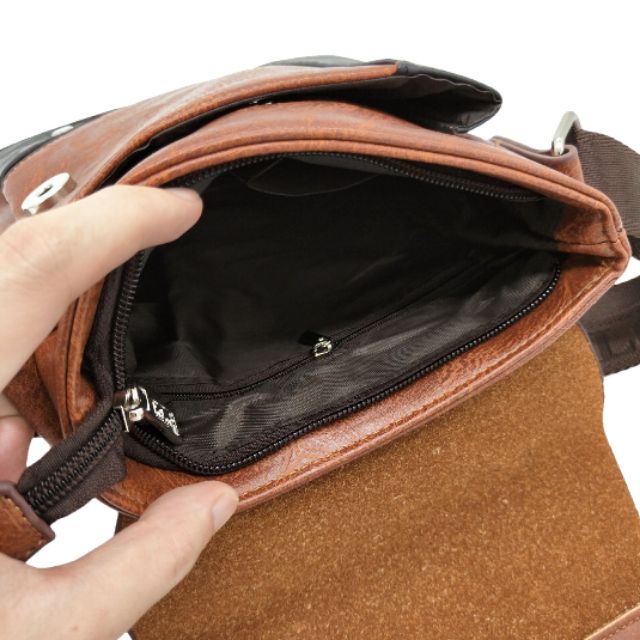 Original Polo Louie Men's Luxury Messenger Bag Stylish Crossbody Sling  Shoulder Bag W2823-2 (Dark Brown)