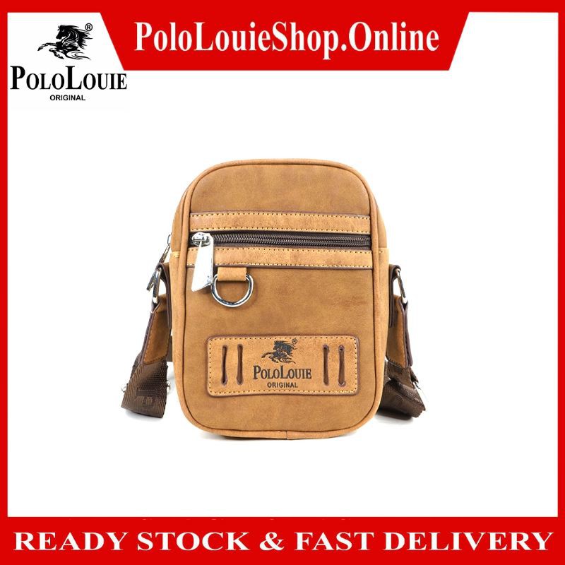 New Arrival Original Polo Louie Men Top Quality Leather Shoulder Sling Bag  Messenger Bag Crossbody Bag Side Backpack Beg