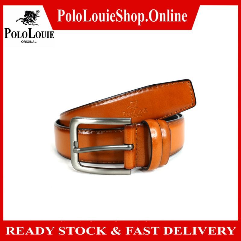 Original Polo Louie ADC40 Men Fashion Leather Belts Buckle Pin Waist Strap Belts Glossy Tali Pinggang Lelaki