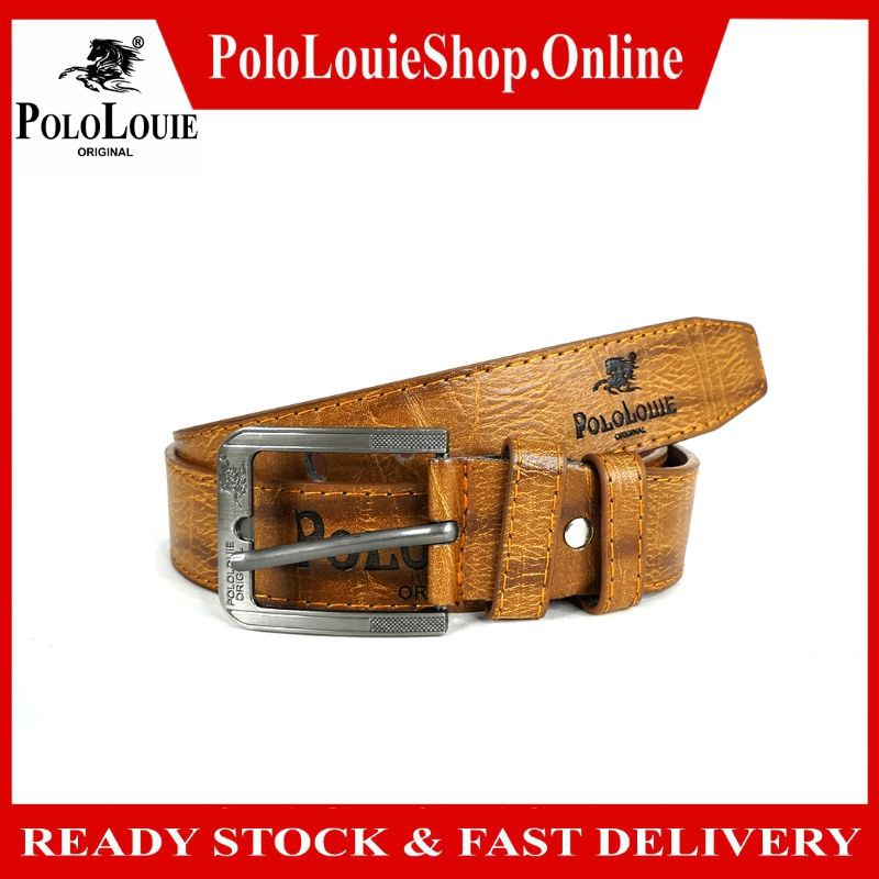 Original Polo Louie Men New Fashion Leather Belt Cowboy Jean Waist Strap Pin Buckle Belts Tali Pinggang Lelaki