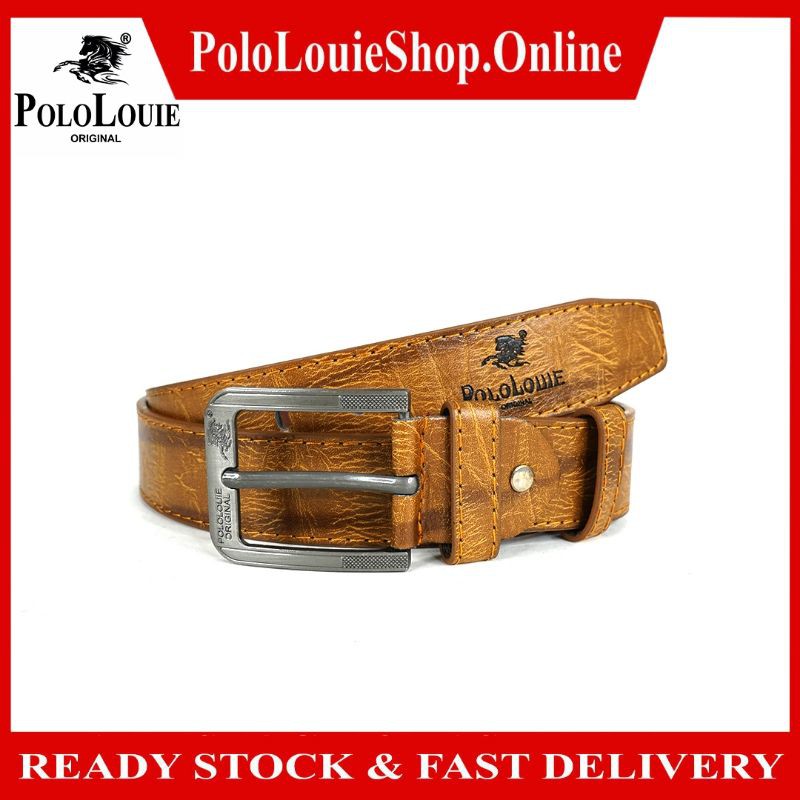 Original Polo Louie Men Leather New Fashion Belt Jean Luxury Style Pin Buckle Waist Strap Belts Tali Pinggang