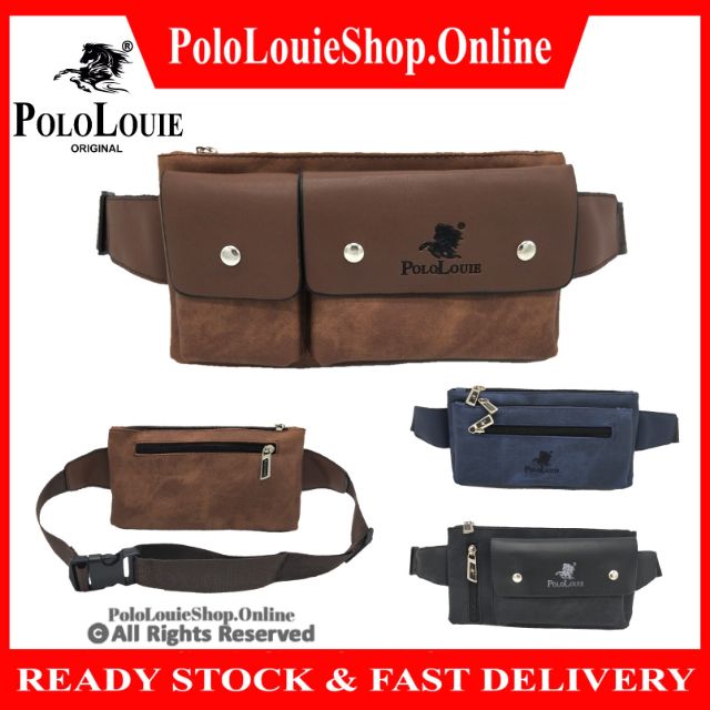 🔥New Arrival🔥Original Polo Louie Premium Slim Design Leather Waist Pouch Bag Travel Casual Chest Bag Fanny Pack