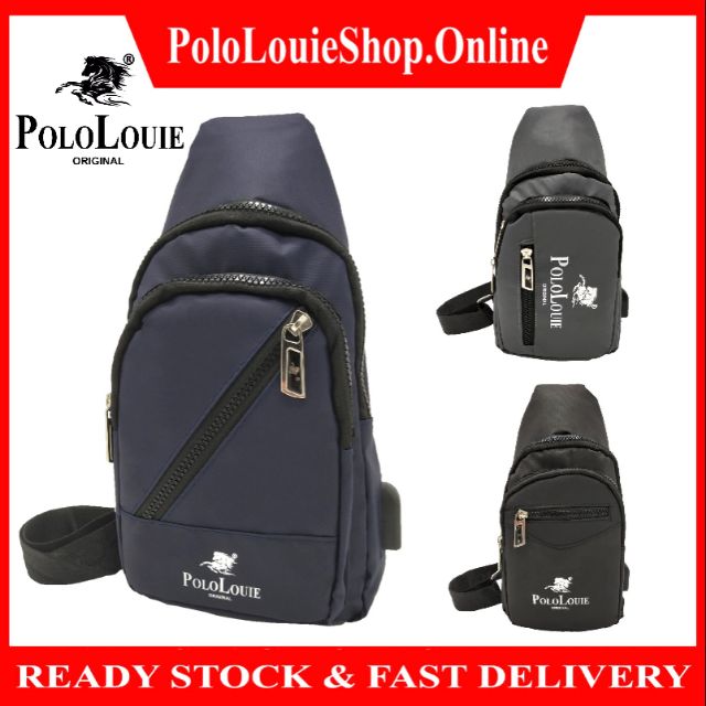 [Polo Louie] 🔥Original Men Waterproof Chest Bag USB Charging Sling Bag Fashion Backpack