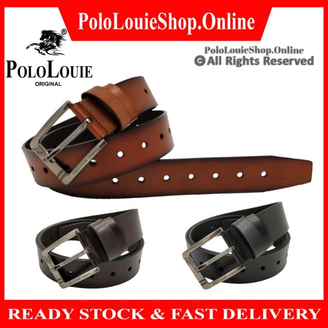Original Polo Louie Branded Men Leather Full Hole Buckle Pin Belts Smart Waist Strap Belt Luxury