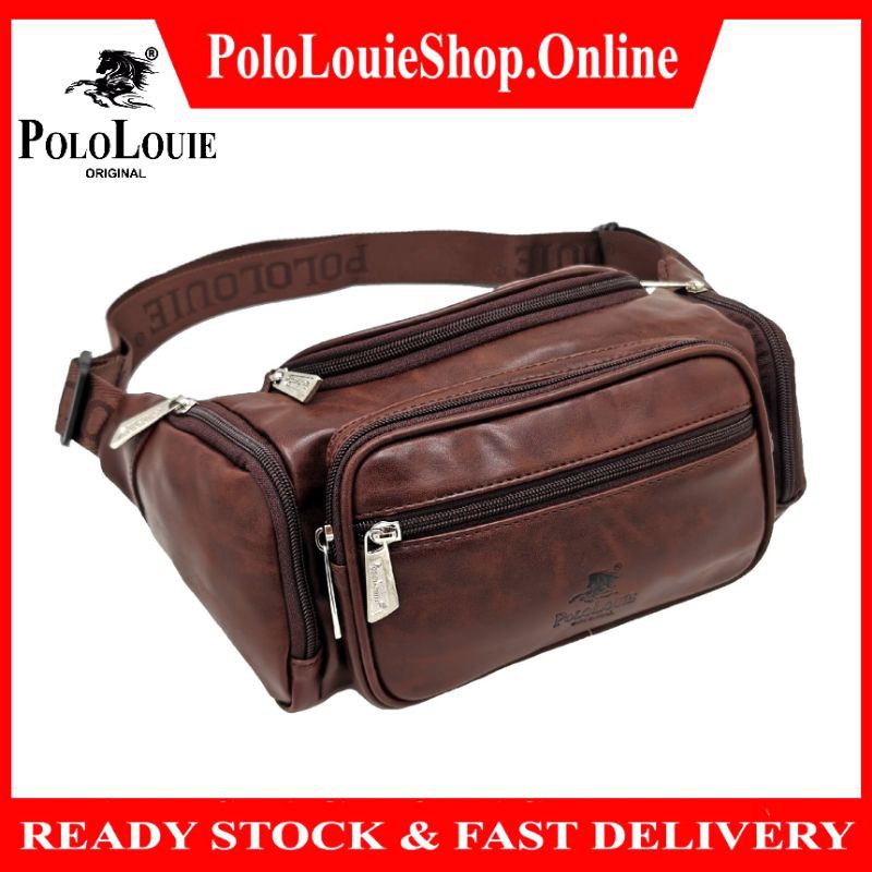 Original Polo Louie Men High Quality Leather Waist Pouch Bag Fashion Chest Bag Travel Shoulder Bag