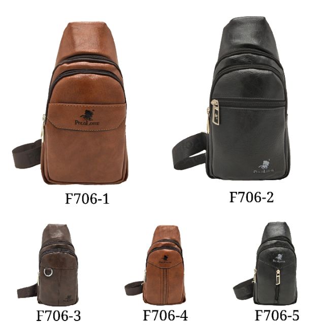 Original Polo Louie Men's Top Luxury Messenger Bag Shoulder Sling Bag Beg  Silang Polo Louie XH1101-1 (Dark Brown)