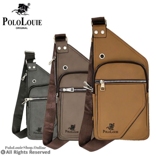 Top Original Polo Louie Man Fashion PU Leather Chest Pouch Shoulder Sling Bag