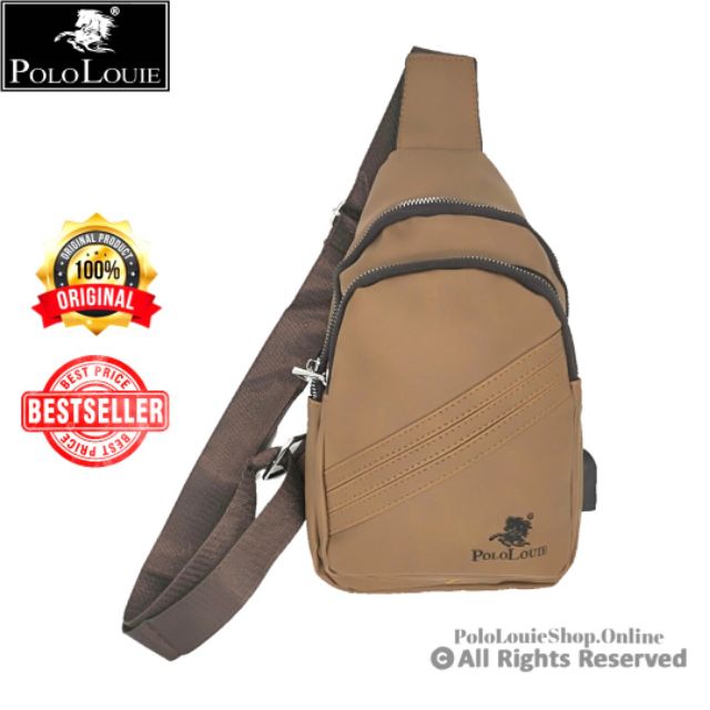 Original Polo Louie Stylish USB Chest Pouch Shoulder Sling Bag Man Leather