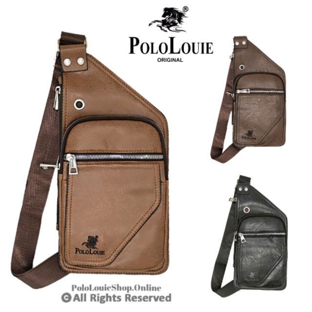 Original Polo Louie Man Classic Leather Stylish Chest Pouch Shoulder Sling Bag
