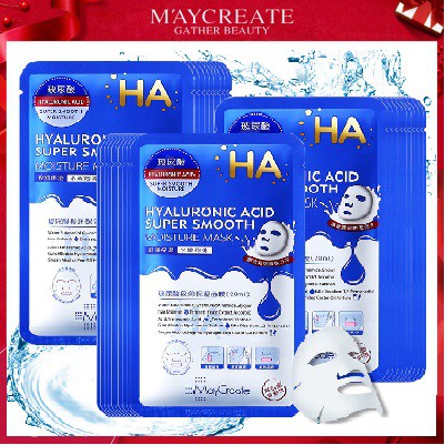 【Maycreate】 Hyaluronic Acid Super Smooth Moisture Facial Mask Hydrating 玻尿酸单片面膜正品蚕丝面膜