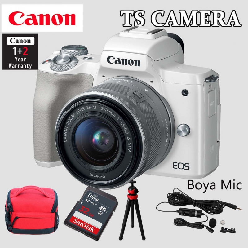 CANON EOS M50 WITH LENS 15-45MM (OFFICIAL CANON MALAYSIA) CANON M50 FREE CLIP MICROPHONE