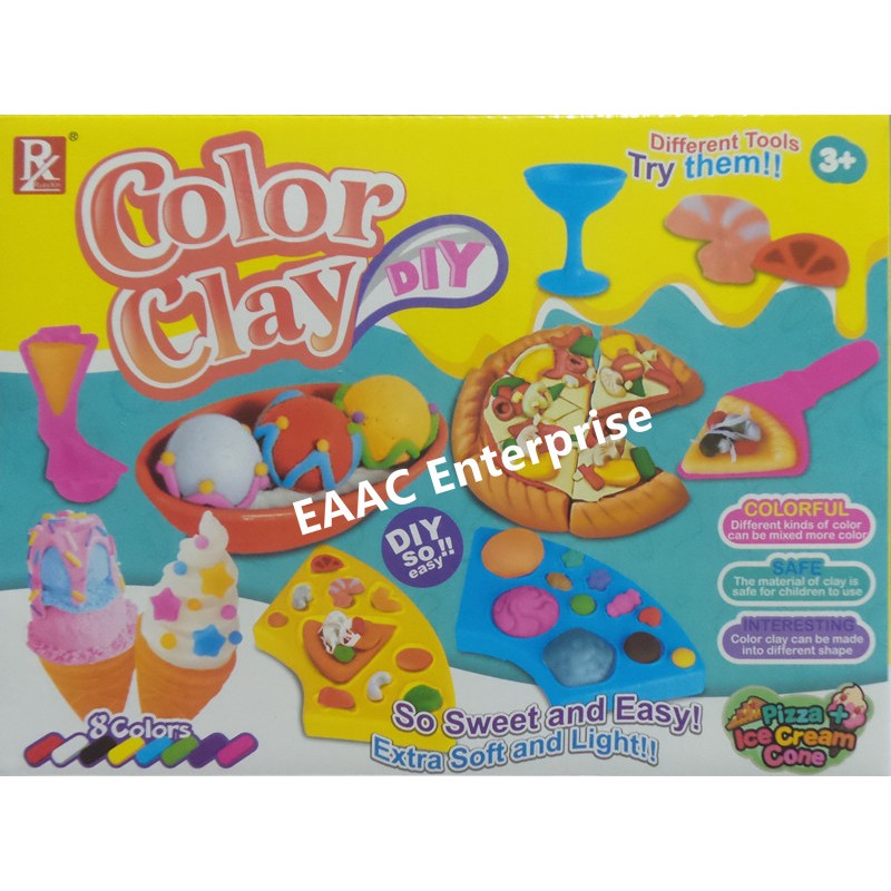 Food Maker Kid\'s Dough Plasticine Clay Dough Color Mud Mainan Tanah Liat Kanank-kanak