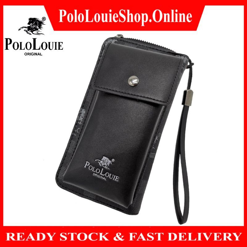 Original Polo Louie Stylish Men Leather Long Zip Wallet Fashionable Phone Clutch Purse PU Card Holder Case