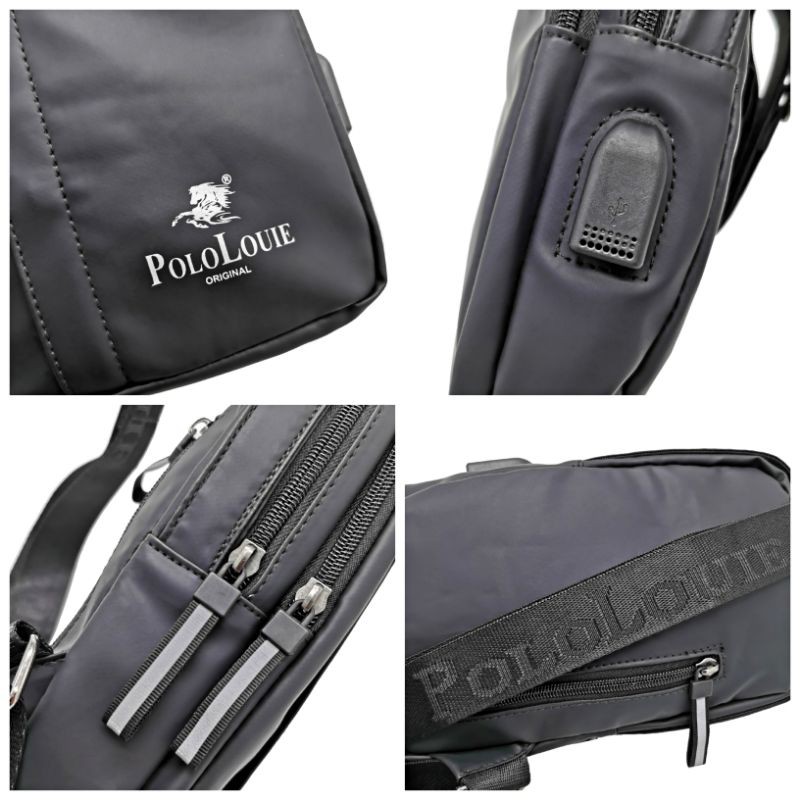 Original Polo Louie Men Waterproof Chest Bag USB Sling Bag Fashion  Handcarry Backpack Beg