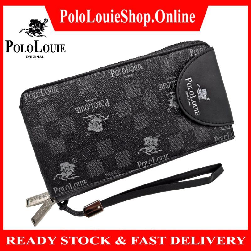 Original Polo Louie Men High Grade Leather Long Zip Clutch Wallet Multi Layer Phone Card Purse Handcarry Bag