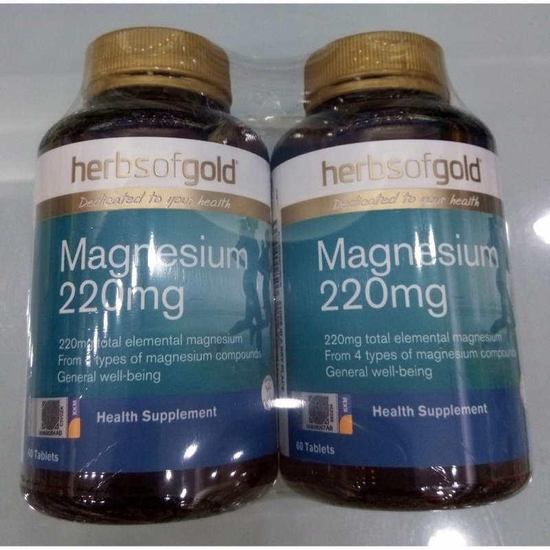 Herbs Of Gold Magnesium 220mg Tablet Twin Packs 60s x 2