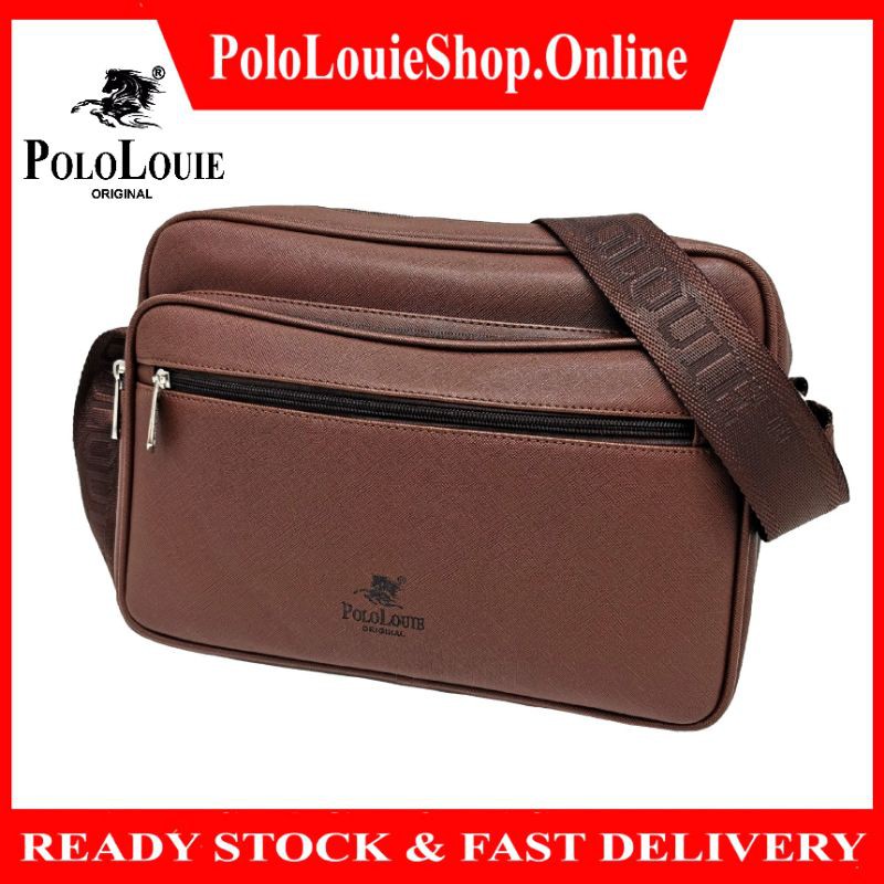 Original Polo Louie Men Premium Quality Leather Shoulder Sling Bag Business Messenger Bag Document Bag