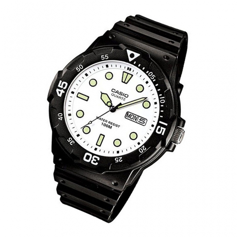 Casio Men's MRW200H-7EV Black Resin Quartz Watch with White Dial