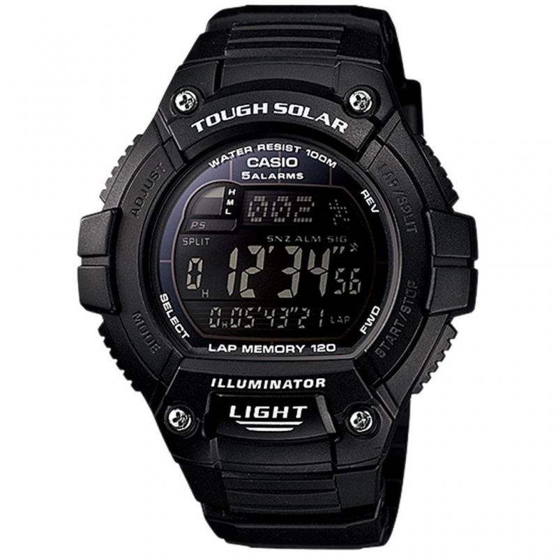Casio Men's W-S220-1BVDF "Tough Solar" Running Watch with Black Resin Band