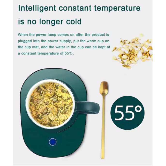 Cup Warmer Pad set with Ceramics Mug Thermostatic Coaster 55℃ Mug Mat Office Tea Coffee Milk Heater Alat panas air