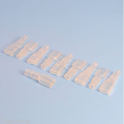 10 pcs x Quality Clear 6.3mm PVC Female Connector Covers / Insulator 6.3mm Spade Terminal