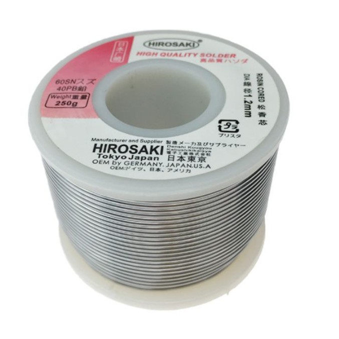 HIROSAKI (Made in Japan) 1.2mm 60/40 Solder Wire Flux Core welding soldering steel nickel iron aluminum Low Melting 250g