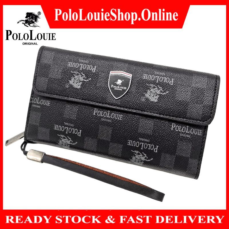 Original Polo Louie Men Stylish Leather Long Clutch Wallet Zip Card Purse Handcarry Bag