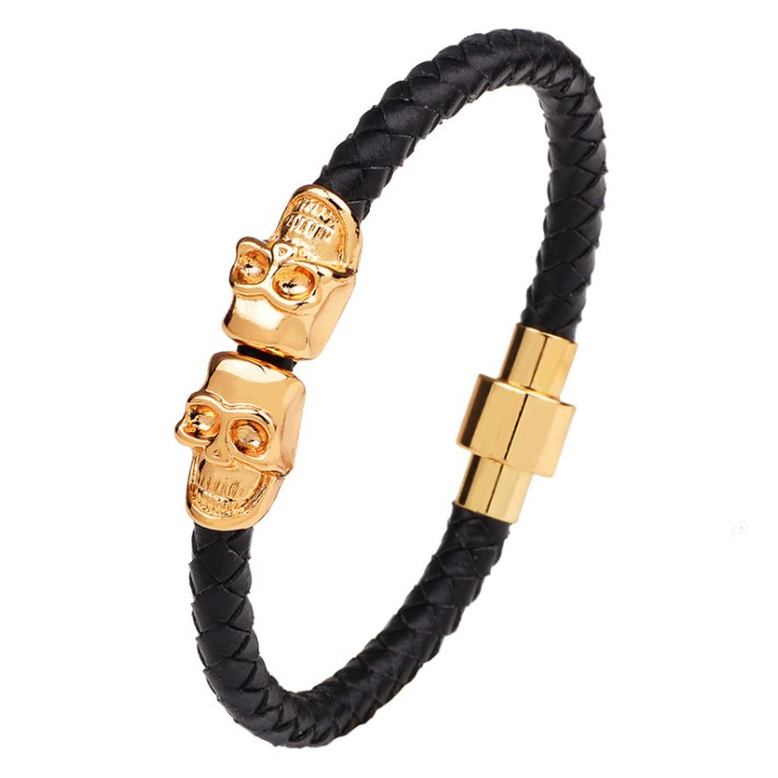 Magnetic Leather with Colossus Attack On Titan Skull Bracelet