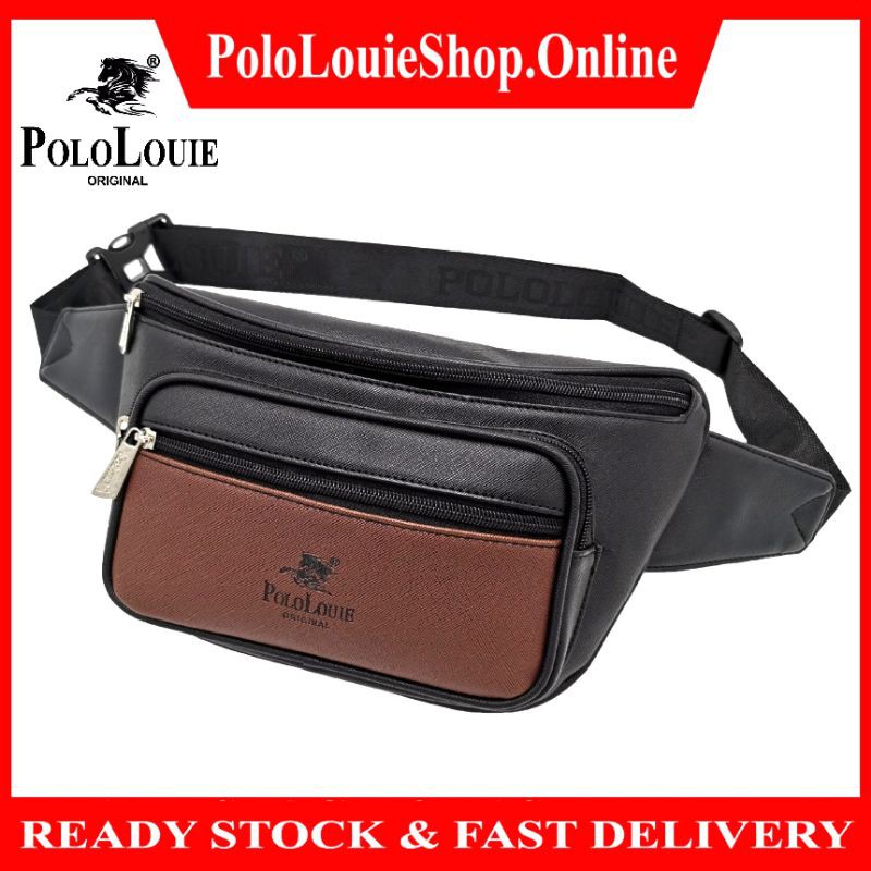 Original Polo Louie Men Leather Fashion Waist Pouch Bag Casual Chest Bag Cross Body Bag