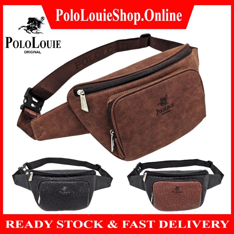 Original Polo Louie Men High Quality Leather Waist Bag Travel Chest / Shoulder Bag Pouch Bag