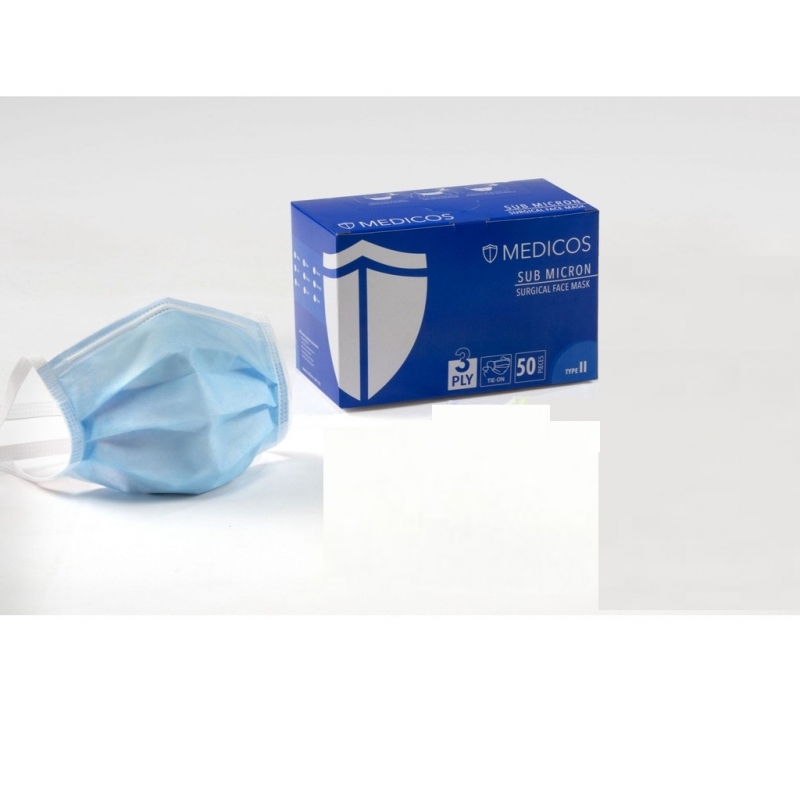 Medicos 3 ply TIE ON surgical mask 50s WITH BOX READY STOCK