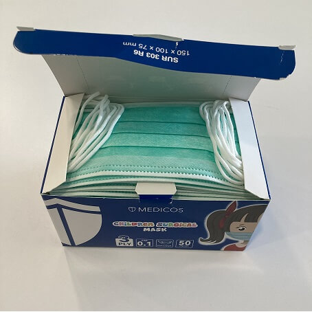 Medicos children surgical face mask 50s - green COLOR