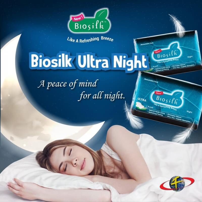 Biosilk Herbal Ultra Nightuse Twin Pack Sanitary Pad 290mm 18'sx2