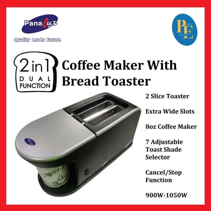 Panalux 2-In-1 Dual Function Coffee Maker With Bread Toaster - PCT-918
