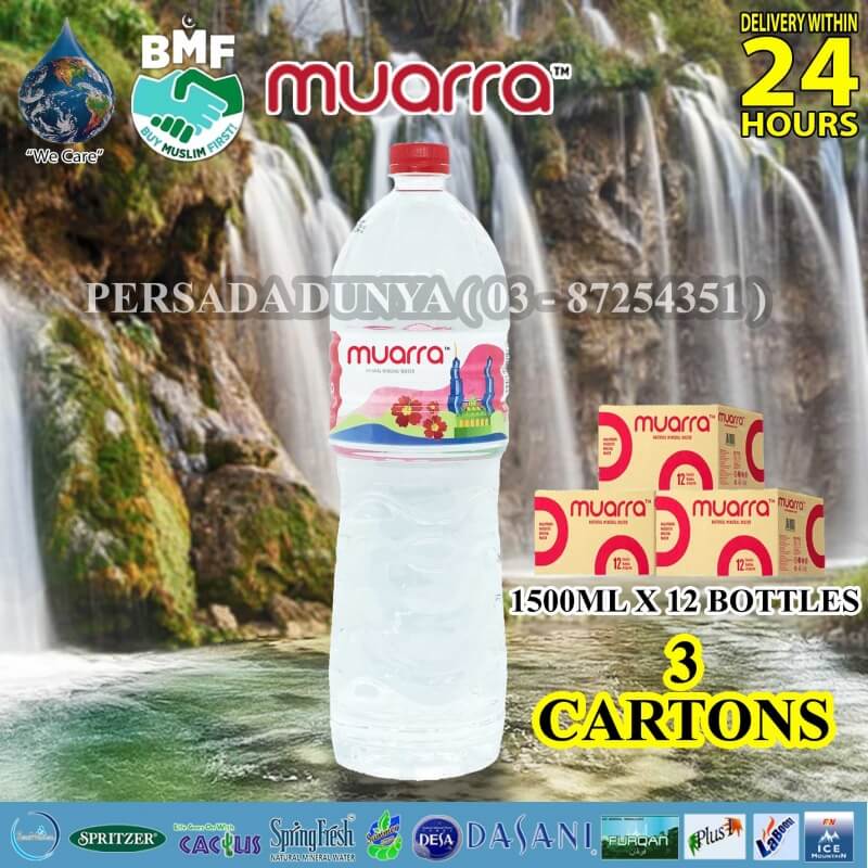PACKAGE OF 3 CARTONS : MUARRA MINERAL WATER 1500ML X 12 BOTTLES