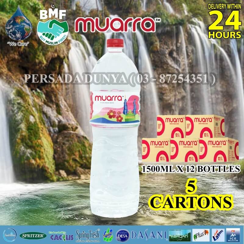 PACKAGE OF 5 CARTONS : MUARRA MINERAL WATER 1500ML X 12 BOTTLES