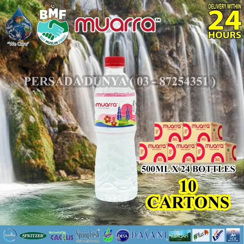 PACKAGE OF 10 CARTONS : MUARRA MINERAL WATER 500ML X 24 BOTTLES