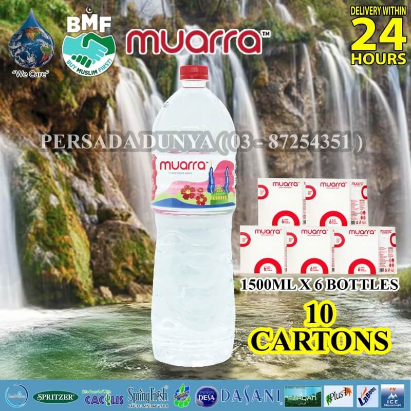 PACKAGE OF 10 CARTONS : MUARRA MINERAL WATER 1500ML X 6 BOTTLES
