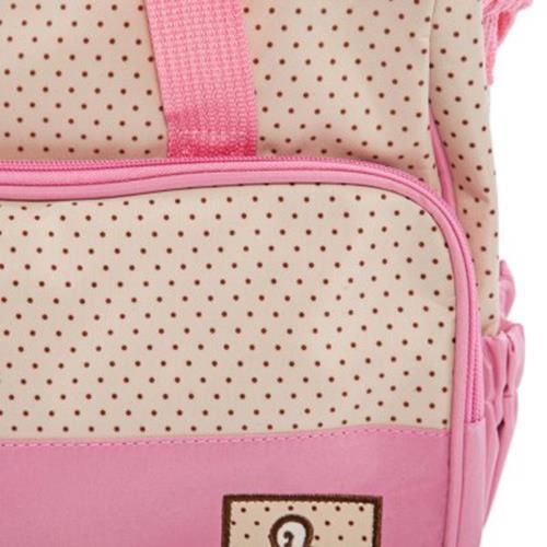 ????New????Diaper Beg Set 5PCS MULTIFUNCTIONAL DOT NAPPY CHANGING MUMMY BAG FOR BABIES (PINK)