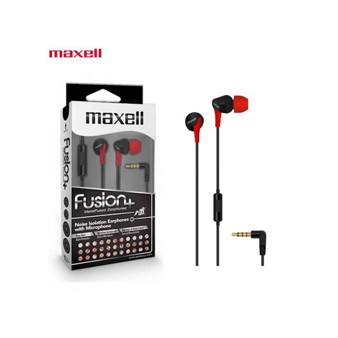 Maxell Fusion Ear Buds with Built in earphone Microphone Blood